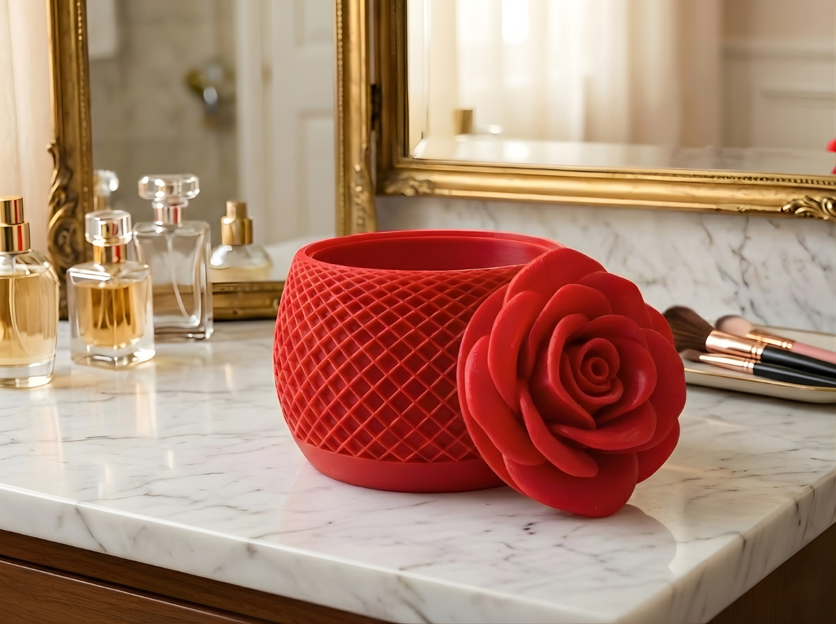 Caixa Porta-Joias Decorativa com Tampa em Rosa – Design Exclusivo