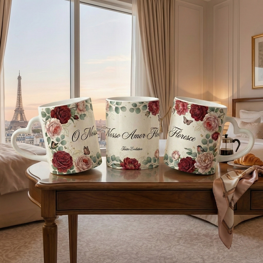 Caneca Premium "Amor em Paris" – Edição Especial São Valentim – 300ml